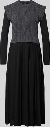 Max Mara Maxi-Freizeitkleid im Set mit Strick-Pullunder aus reiner Schurwolle Modell EBRO in Black, Gr&ouml;&szlig;e XXL
