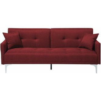 Beliani Beliani - Divano Letto Moderno Funzione Click Clack 3 Posti in Tessuto Rosso Lucan