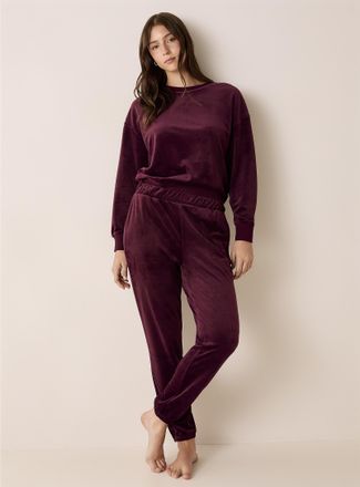 Miiyu Womens Solid velvet lounge joggers