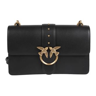 Pinko Love One Classic Bag - Dames - Schoudertassen - Zwart - ONE Size - Katoen - Tassen