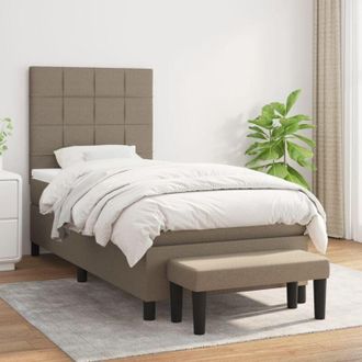 vidaXL Cama Box Spring Con Colch&oacute;n Tela Gris Taupe 80x200 Cm Vidaxl