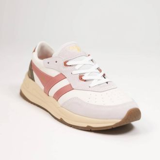 Gola Womens Classics Saturn Sneakers In White/coral Pink/khaki