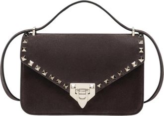 Valentino Garavani Rockstud Small Shoulder Bag - Dames - Schoudertassen - Bruin - ONE Size - Su&egrave;de - Tassen