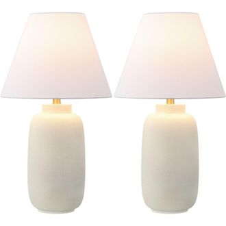 Jonathan Y Designs Elinore 24.5 Minimalist Scandinavian Resin/Iron Ginger Jar LED Table Lamp in Matte Cream at Nordstrom