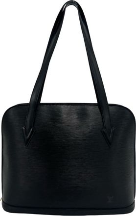 Louis Vuitton Black Leather Shoulder Bag Tote Bag (Pre-Owned)