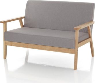Oresteluchetta Sof&aacute; 2 plazas pino macizo y tejido gris 71x113x66 cm