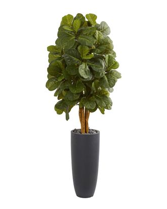 Nearly Natural 5.5Ft Fiddle Leaf Artificial Tree In Cylinder Planter