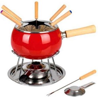 EVA Fonduta Esmaltada Roja Set De 12 Piezas Eva