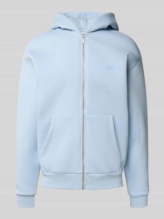 Review Regular Fit Sweatjacke mit Logo-Applikation in Eisblau, Größe L