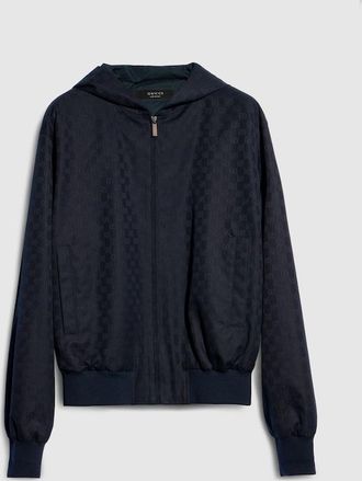 Gucci GG Cotton Canvas Zip Jacket, Size 44, Blue