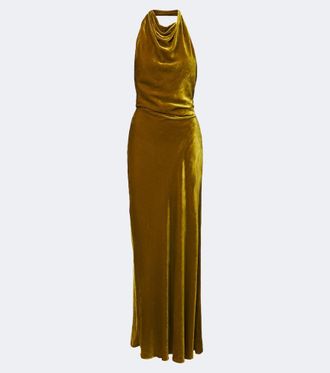 SIMKHAI Reannon draped open-back velvet gown