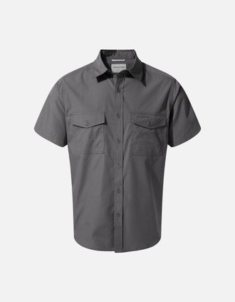 Craghoppers Mens Craghoppers Mens Kiwi Short-Sleeved Shirt - Blue/Grey - Size: 40/Regular