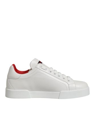 Dolce & Gabbana White Leather Lace Up Low Top Sneakers Mens Shoes