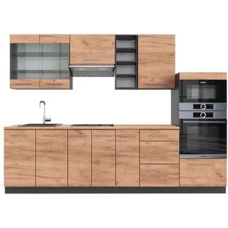 Vicco Mueble De Cocina Fame-line, Oro Power Roble/antracita, 280 Cm, Et Roble