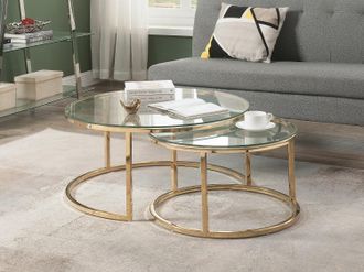 Pascal Morabito Tavolino a scomparsa in vetro temperato e acciaio inossidabile Dorato - MAEVANE II di Pascal MORABITO