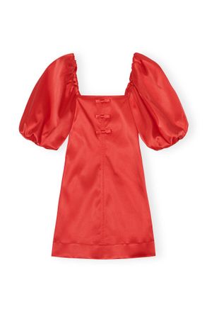 Ganni Red Satin Mini Dress - Size 10/12