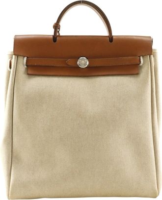 Herm&egrave;s Beige Toile H Backpack (Pre-Owned)