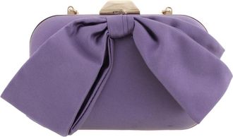 Jimmy Choo London Cloud Wisteria Satin Bow Clutch Bag