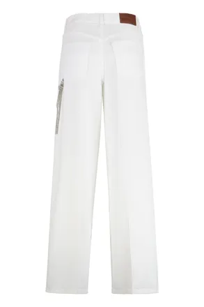 Pinko Womens Wide-Leg Jeans Lauryn Bright White Cotton