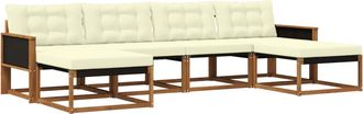 vidaXL Conjunto De Sof&aacute;s De Exterior 6 Uds. Natural Y Crema Vidaxl