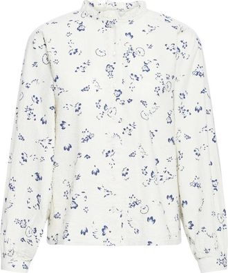 Ichi Blueprint Outline Flower - Dames - Overhemden - Blauw - S - Overhemden