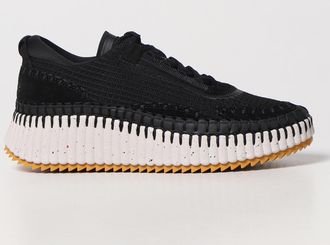 Chlo&eacute; Nama Recycled Fabric and Suede Sneakers
