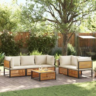vidaXL Set De Sof&aacute;s De Jard&iacute;n Con Cojines 6 Pzas Madera Maciza Acacia Vidaxl