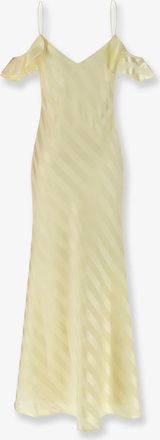 Self Portrait Womens Dress Satin Yellow Shell: Polyester
