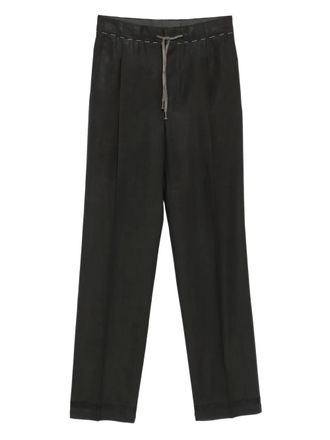 Maison Margiela drawstring-waist trousers - women - Wool/Cotton - 44 - Brown