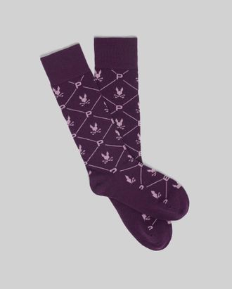 Psycho Bunny Mens New All Over Bunny Dress Sock 572 POTENT PURPLE / O/S