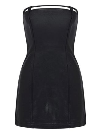 DAVID KOMA pocket-detail leather mini dress - Black