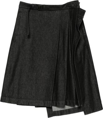 Yohji Yamamoto Asymmetric Pleated Midi Skirt