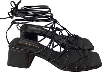 Gianvito Rossi Womens Leather Minas 45 Knotted Sandal Heel (Authentic Pre-Loved)