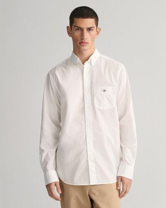 GANT Mens Regular Fit Long Sleeve Poplin Shirt - White Cotton - Size X-Large