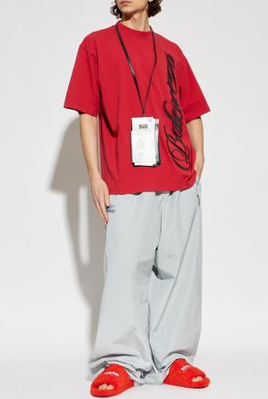 Balenciaga T-shirt With Logo, Mens, Red