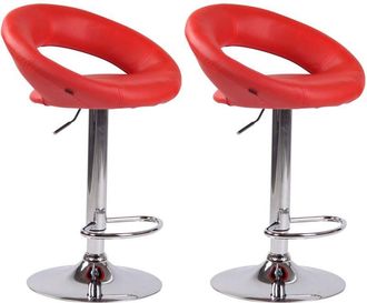 Clp Pack De 2 Taburetes De Barra Olinda En Polipiel Rojo Cromado