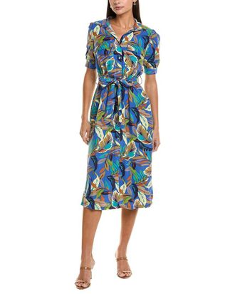Nicole Miller Jade Linen-Blend Midi Dress