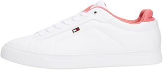Tommy Hilfiger Womens Sporty Low Top Vulcanised Runner Trainers, Multicolor (White/Washed Cherry), 5
