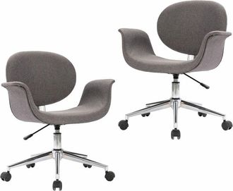 vidaXL Sillas De Comedor Giratorias 2 Unidades Tela Gris Vidaxl