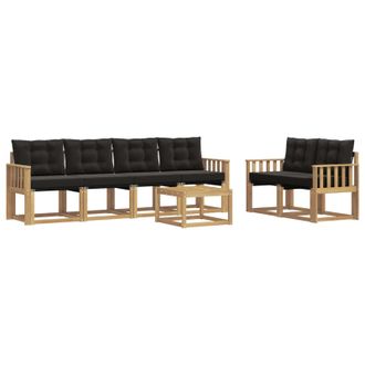 vidaXL Conjunto De Sof&aacute;s De Exterior Con Coj&iacute;n 7 Pcs Blanco Y Negro Vidaxl