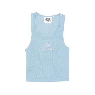 Sporty & Rich Juicy Rhinestone-logo Ribbed Tank Top