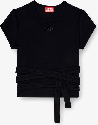 Diesel T-BUNNY-TAIL-S1 cotton T-shirt with tie bands - DIESEL - gender_Woman
