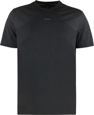 HUGO BOSS Fitness, Heren, Zwart, XL, Polyester, Slim Fit T-shirt met ronde hals