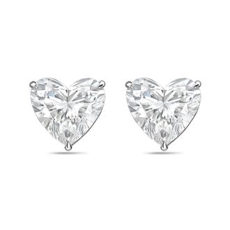 Diana M. Jewels 14Kt White Gold 12.00 cts Lab Grown Heart shaped Diamond Studs