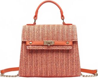 Like Dreams Womens Neo Pastel Straw Crossbody Bag In Orange