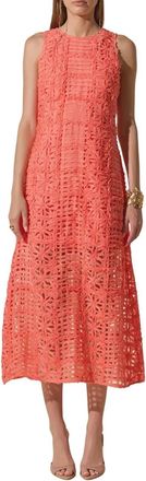 endless rose Iris Textured Sleeveless Maxi Dress In Coral Orange