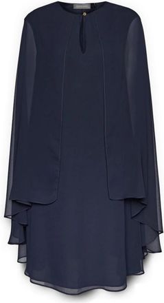 Elena Miro Gelaagde Georgette Jurk - Dames - Feestkleedjes - Blauw - 6XL - Polyester - Kleedjes