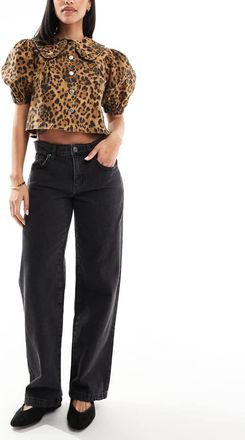 Cotton On low rise straight leg jeans in graphite black