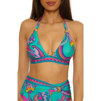 Trina Turk Mykonos Banded Halter Bikini Top in Multi at Nordstrom, Size 6