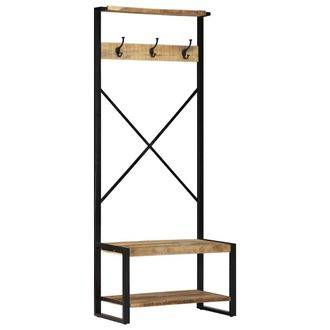Berkfield Home Clothes Rack 80x40x190 cm Solid Rough Wood Mango in Brown | Size: 80 x 40 x 190 cm